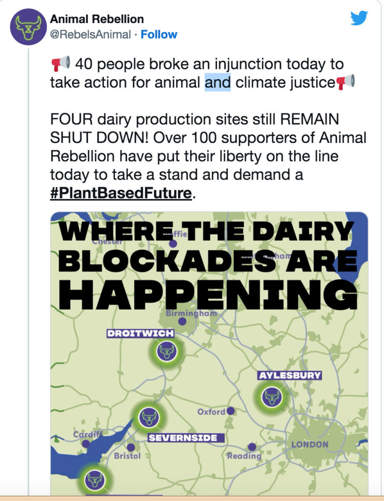 Milk shortages ‘inevitable’ if vegan protesters blockade dairy sites - Dairy News 7X7